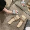 Ins Trendy Korean Version of Fashionable Flat-bottomed Cool Slippers Women's Summer New Open-toed Comfortable Casual Versatile One-word Drag