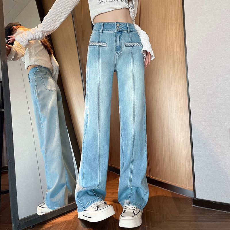 

Spring Fashion Women s Rhinestone Wide-Leg Stretch Jeans XS