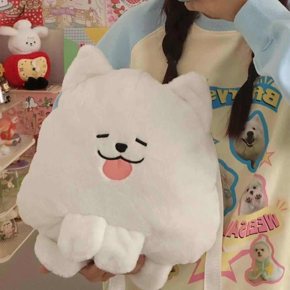 

Soft Plush Puppy Backpack Kawaii Samoyed Dog Bag Fashion Outdoor