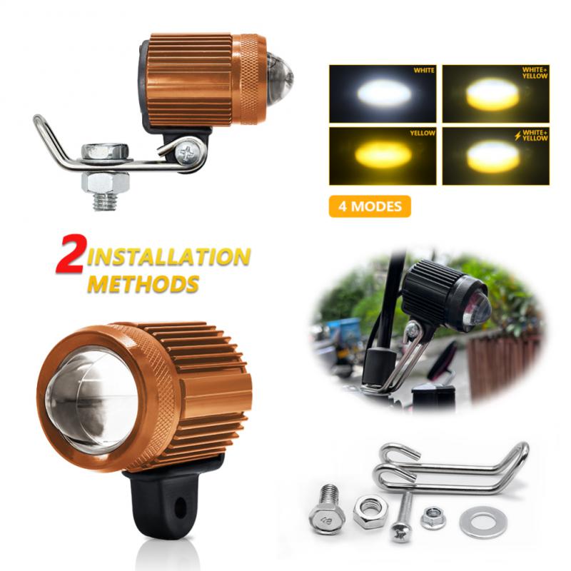 Motorcycle Auxiliary Spotlight Durable Double Color Flash Car Accessories Light Exquisite 6000k/ 3000k Moto Lamp Practical 60w