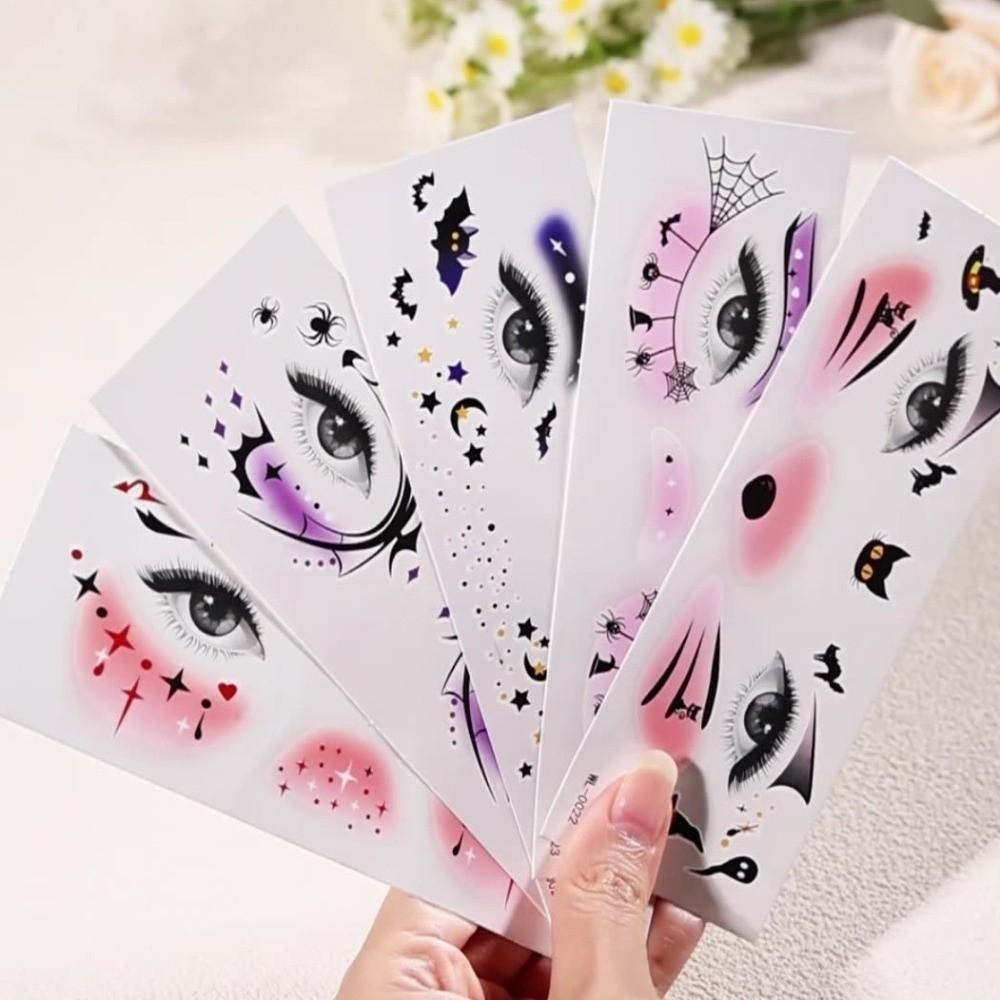 Spider Web Halloween Face Tattoo Sticker Ghost Bat Body Art Scar Stickers Haunted House