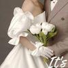 Detachable Satin Puff Arm Cuffs, Ruffled Elastic Bubble Sleeve Covers, Off Shoulder Fake Sleeves for Wedding Dress Bridal Gown Cosplay Costume