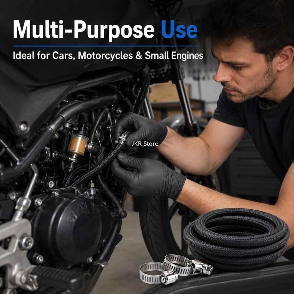 NBR Fuel Hose with Clamps Oil Resistant 4mm 5mm 6mm 8mm 10mm 12mm Diesel Pipe for Vehicle Plumbing Repair and Maintenance