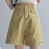 High Waisted Khaki Denim Shorts for Women In Summer Thin A-line Loose and Casual American Yellow Cropped Shorts Trendy