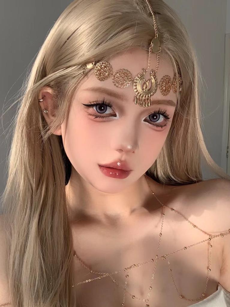 Golden‑Tassel Eyebrow‑Pendant Forehead Chain, Ancient‑Exotic‑Style Super‑Fairy Forehead Ornament, Retro Ethnic‑Tone Decorative Headdress