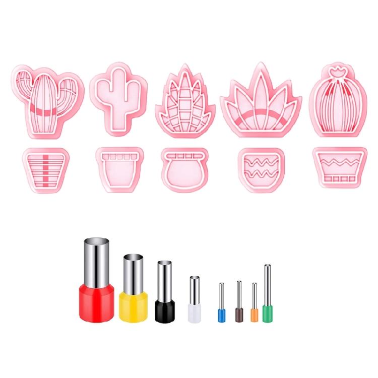 

18Pcs Fresh-Cactus Clay Cutters for Earrings Pendant Mold Plant Clay Earrings 1 розовый