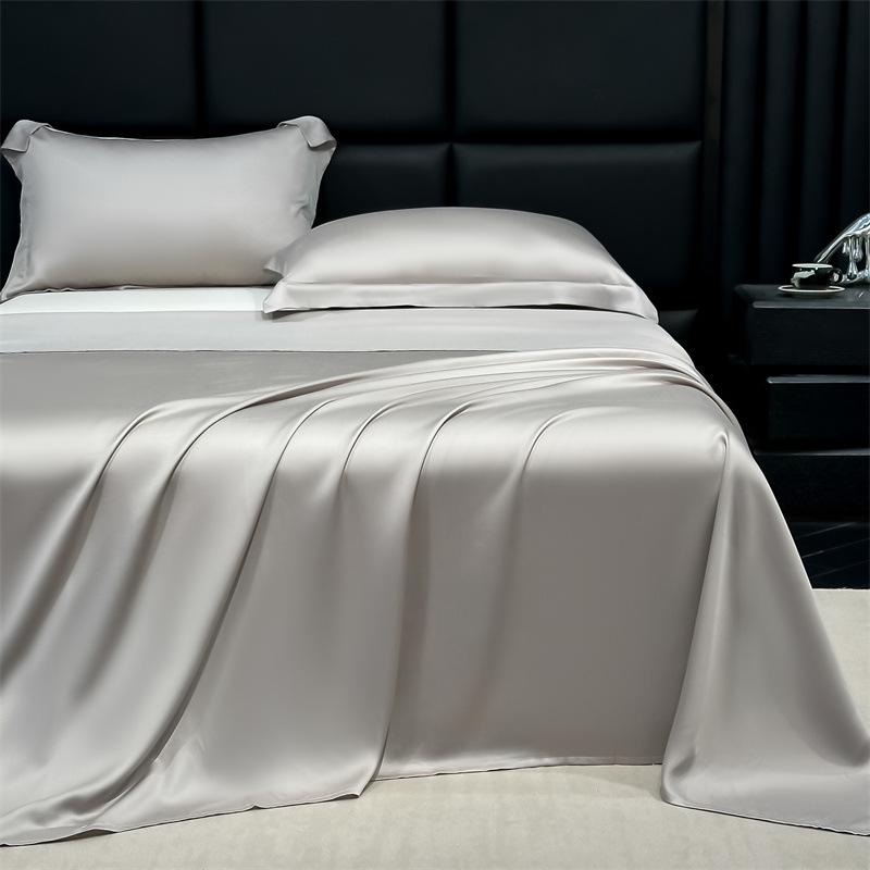 Solid Color Ice Silk Bed Sheet Set - Summer Cooling, Double/Single, Three-Piece, 2025 Edition