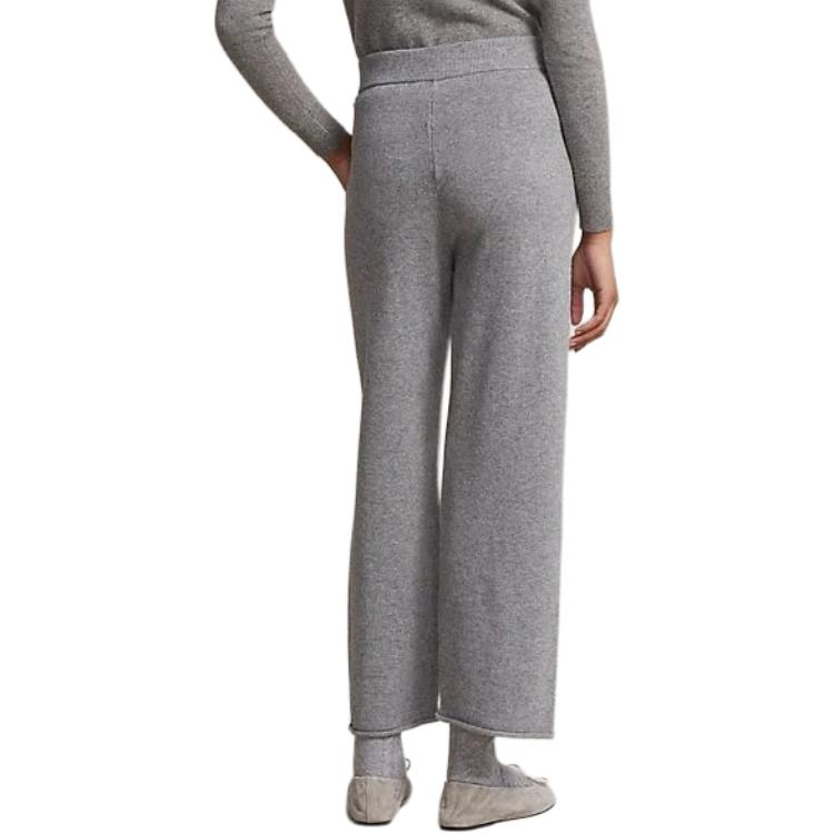 Polo Ralph Lauren Solid Mid-Rise Straight Leg Cuffed Casual Pants Women Bottoms Gray 211876764-001