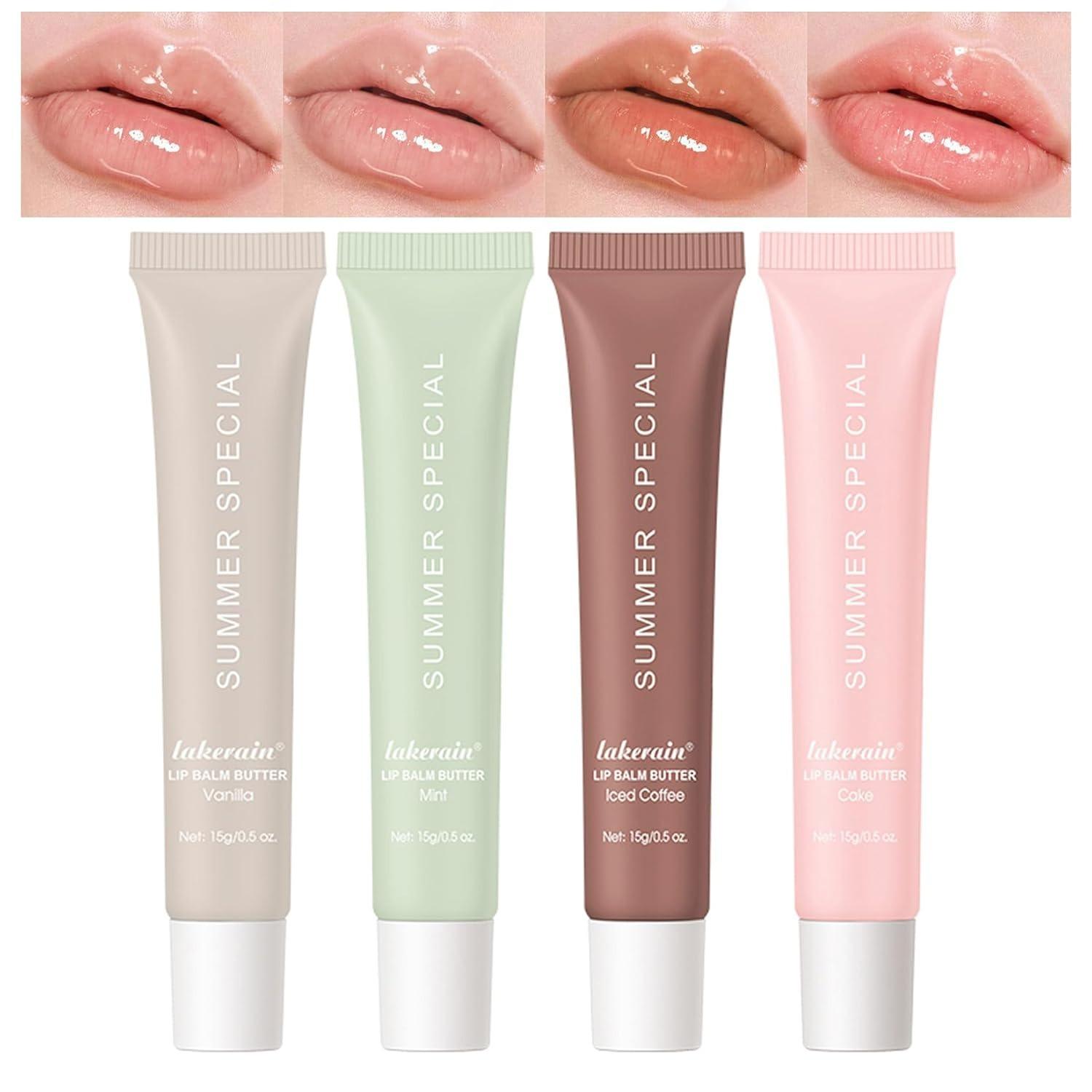 

Butter Lip Balm Set, Instant Moisture and Hydration, Long-lasting Hydrating Non-Sticky Lip Gloss, Care and Soften Dry Lips , 4 Pcs L4