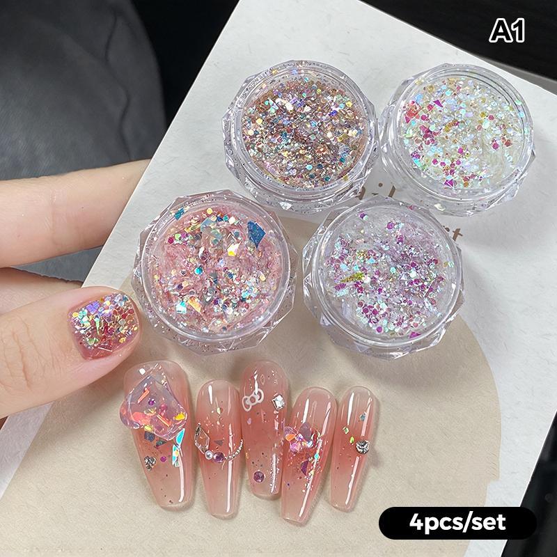 1/4Pcs Aurora Laser Nail Art Glitter Sequins Net1G Ultra-Thin Irregular Mermaid Flakes For Uv Gel Polish Manicure Decorations