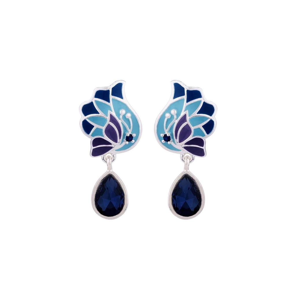 Womens Butterfly Dew Drop Pink Earrings