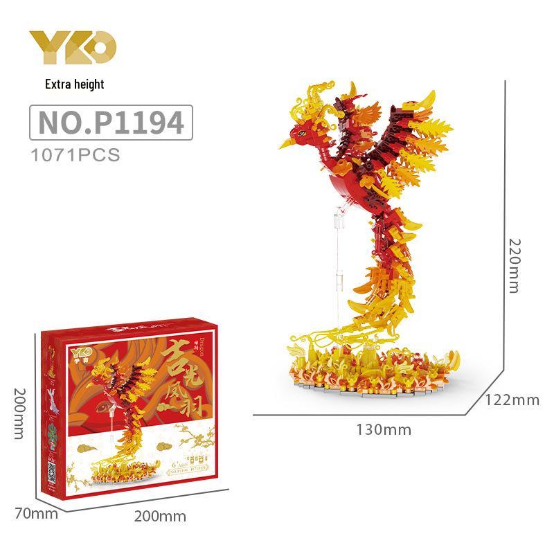 Phoenix Peacock New Year Mascot Building Blocks - Compatible with Lego Ornaments and Toys