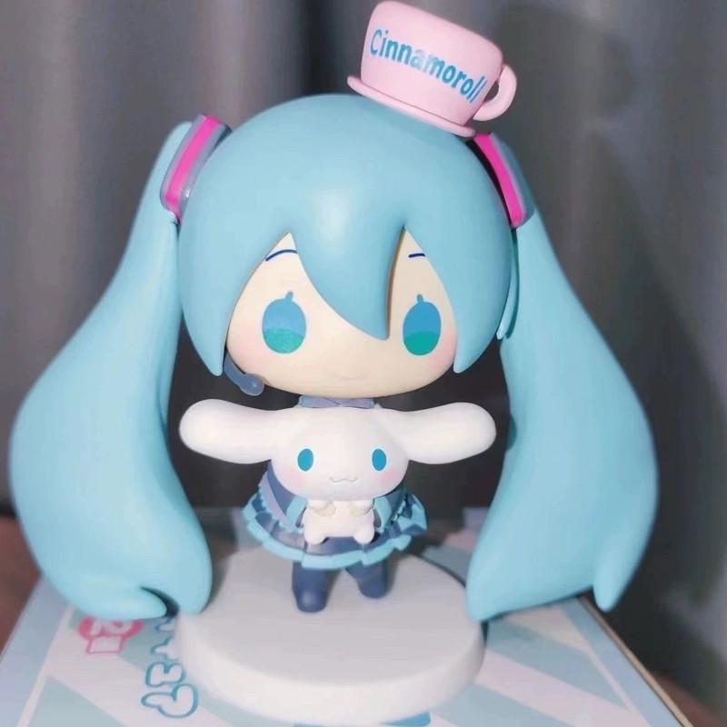 Anime Hatsune Cute Miku Cinnamoroll Figure Kawaii Q Version Pvc Model Action Figurine Desktop Decoration Collectible Toy Doll