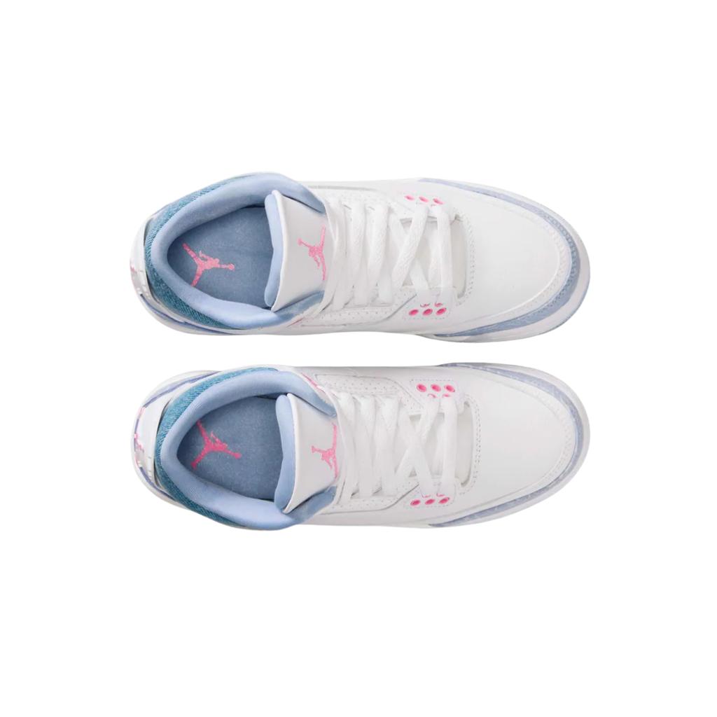 Air Jordan 3 Retro GS Weiß Cobalt Bliss Kinder Sneaker Pink-Glow Football-Grey HQ0784-101