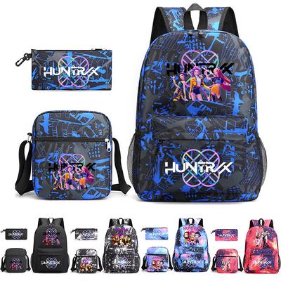 3Pcs/set Anime Printed Backpack with Shoulder Bag Pencil Case for Teenager Student Boy Girl SchoolBag Large Capacity Waterproof Bookbag Kid Gift