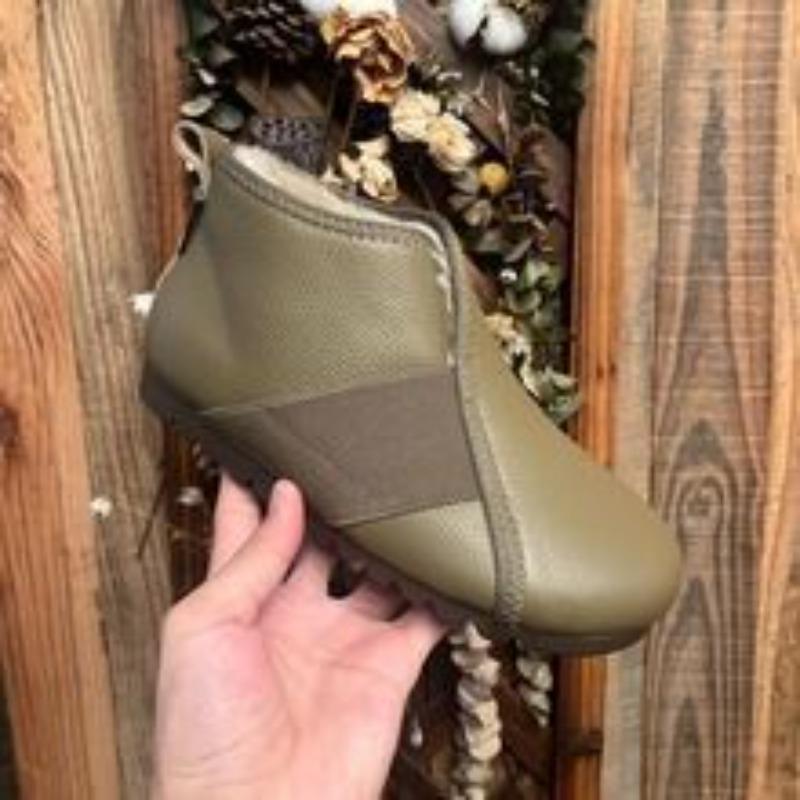 

Флисовая обувь, Модные высокие ботинки, Плоские и универсальные хлопковые ботинки для женщин 40 хаки