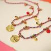 French Vintage Bohemian Woven Choker Necklace With Titanium Steel Pendant For Women
