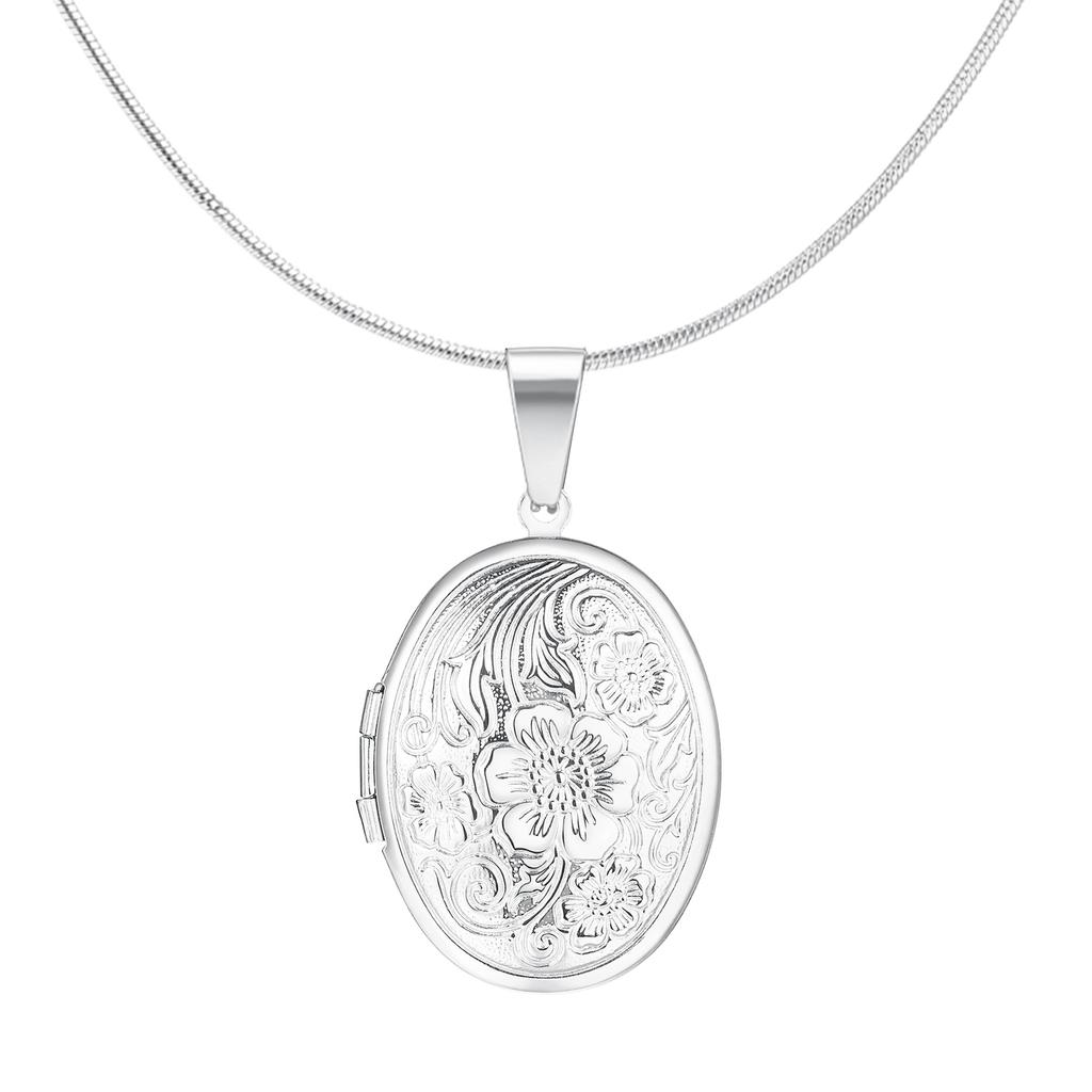 Women's Heart Shape Locket Pendant Necklaces Stainless Steel Snake Chain Necklace Trendy Jewelry Gift