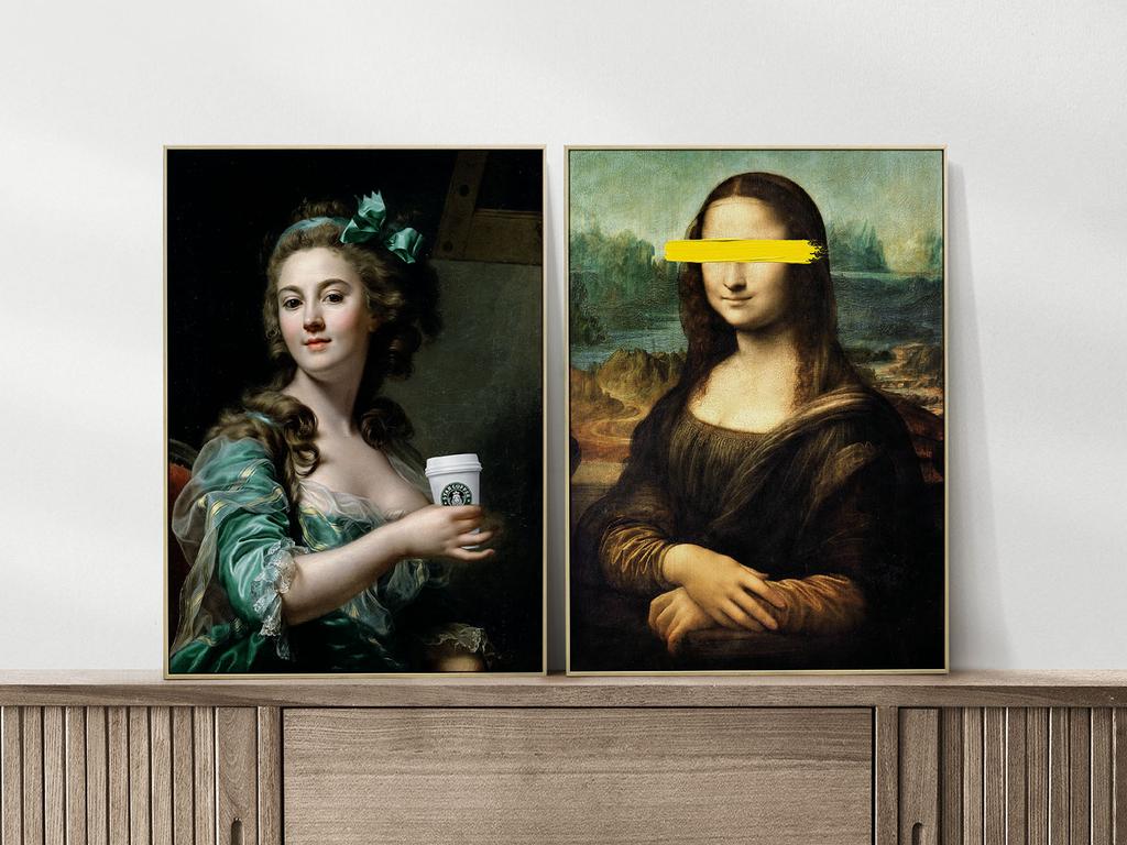 Set of Two Posters Mona Lisa Coffee