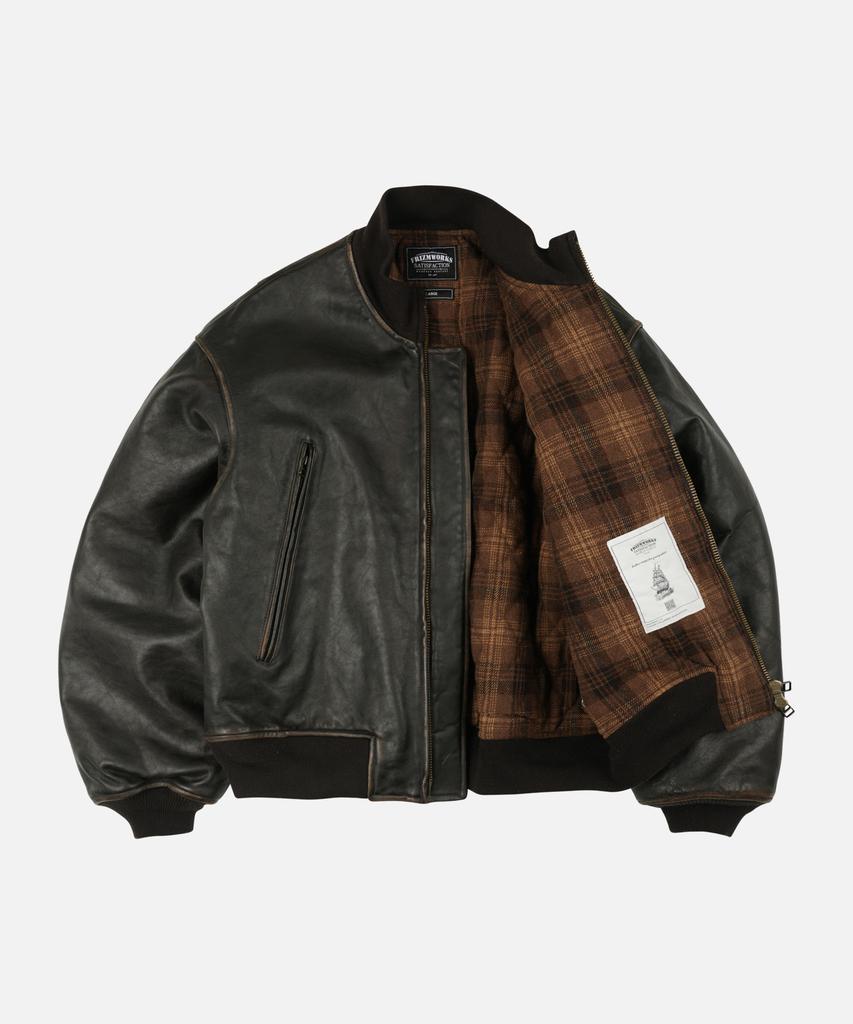 FRIZMWORKS Patina Cowhide Tanker Jacket _ Washed Brown