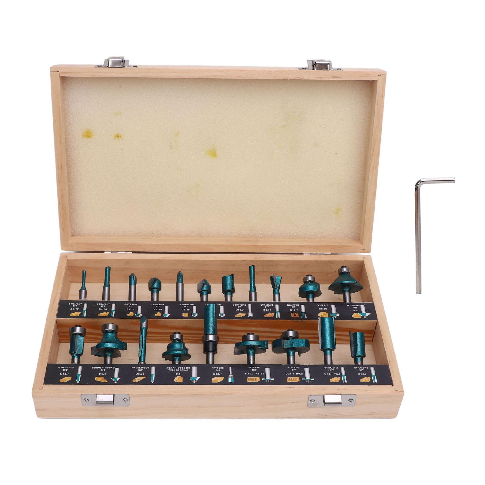 

20PCS Carbide Router Bits Woodworking Milling Cutter Tongue and Groove Bit Set for Trimming