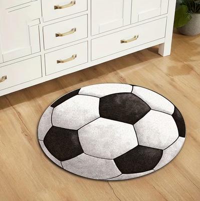 Football Circular Anti Slip Bathroom Floor Mat Creative Art Carpet Decorating Carpets In Living Rooms Bedrooms Dining Entrances