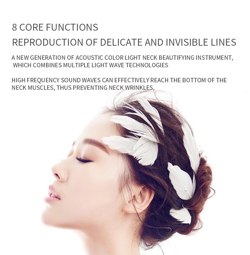 Neck Beauty Instrument - Anti-Wrinkle, Lifting, LED Light Therapy, EMS, 45°C Heat, Rechargeable