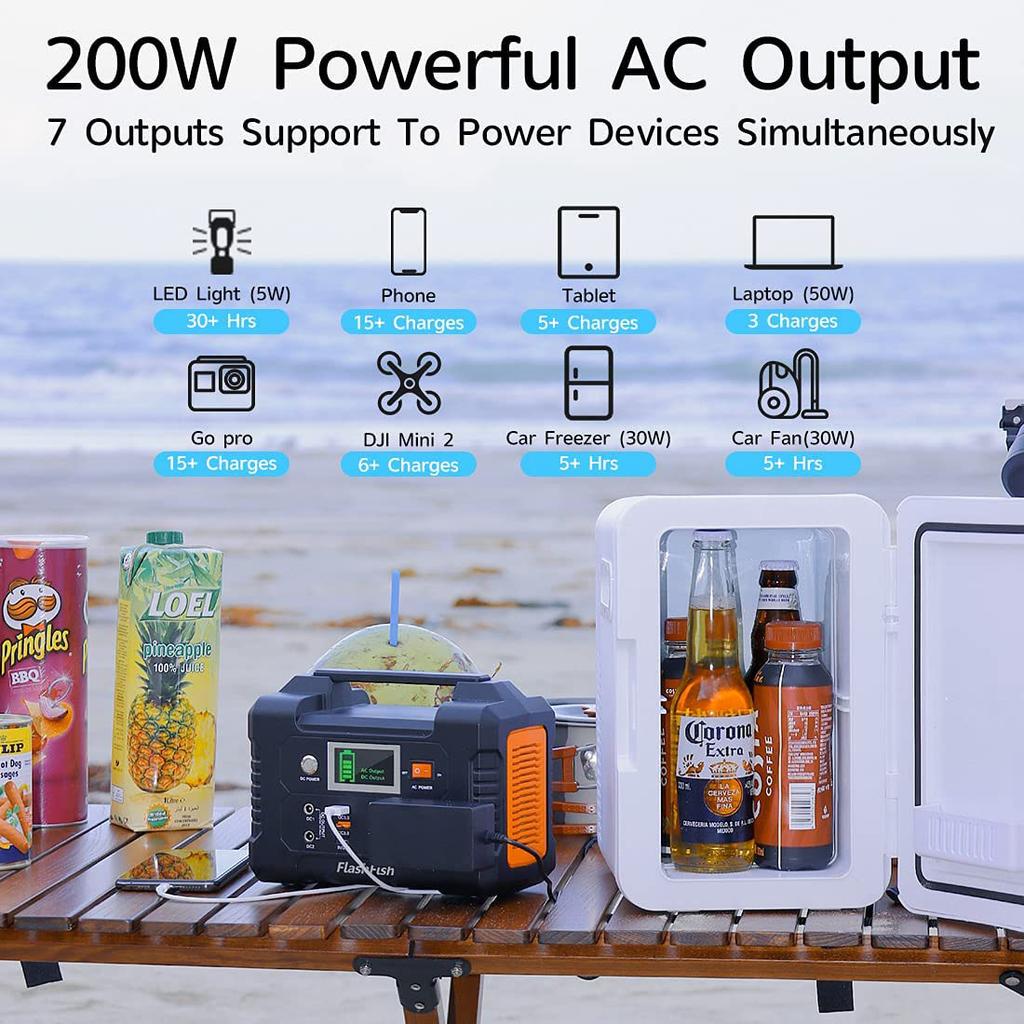Flashfish Cheap Price 200W Outdoor Back up Solar Generator Portable Power Station Set With 60w Solar Panels