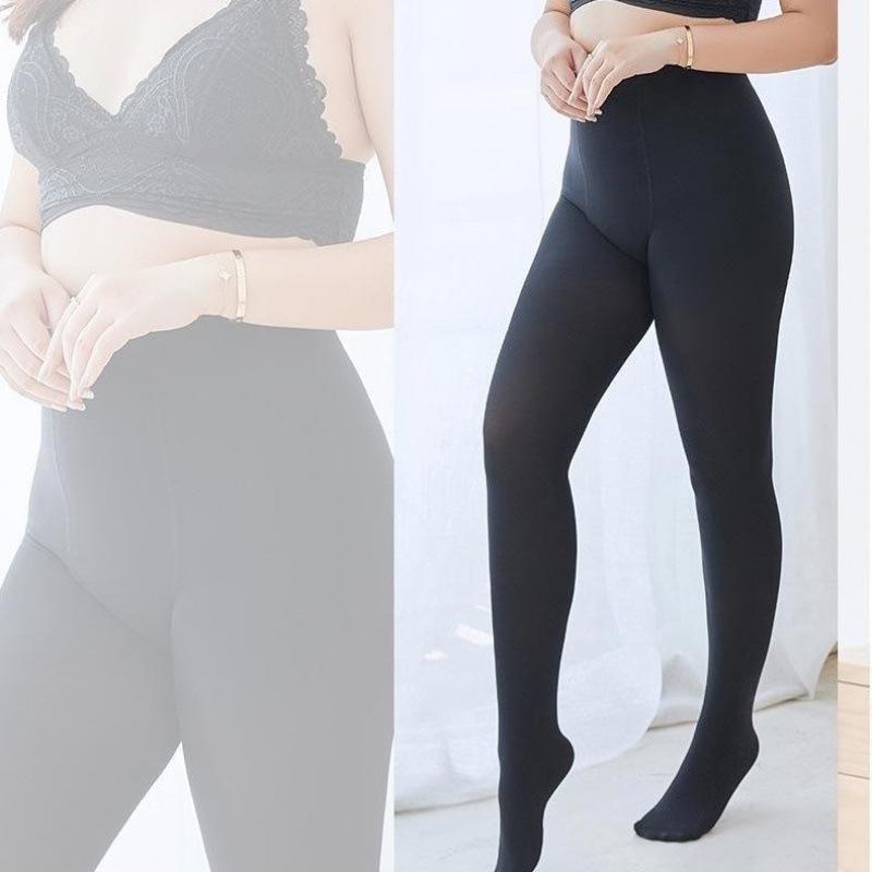 Women's Plus Size Velvet Bodysuit Tights - Black Silk Stockings