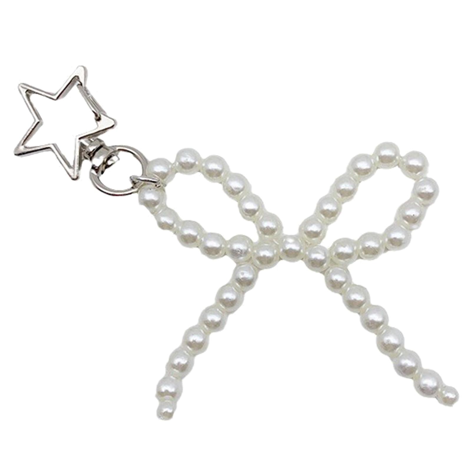 

Unique Beaded Keychain Pendant Ornament Delicate Bowknot Phone Chain Decoration Eye Catching Bag Charm Star Accessory T2