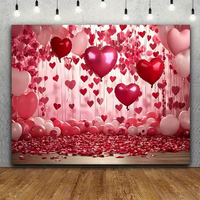 2D Flat Printing Valentine's Day Heart Balloon Wall Backdrop