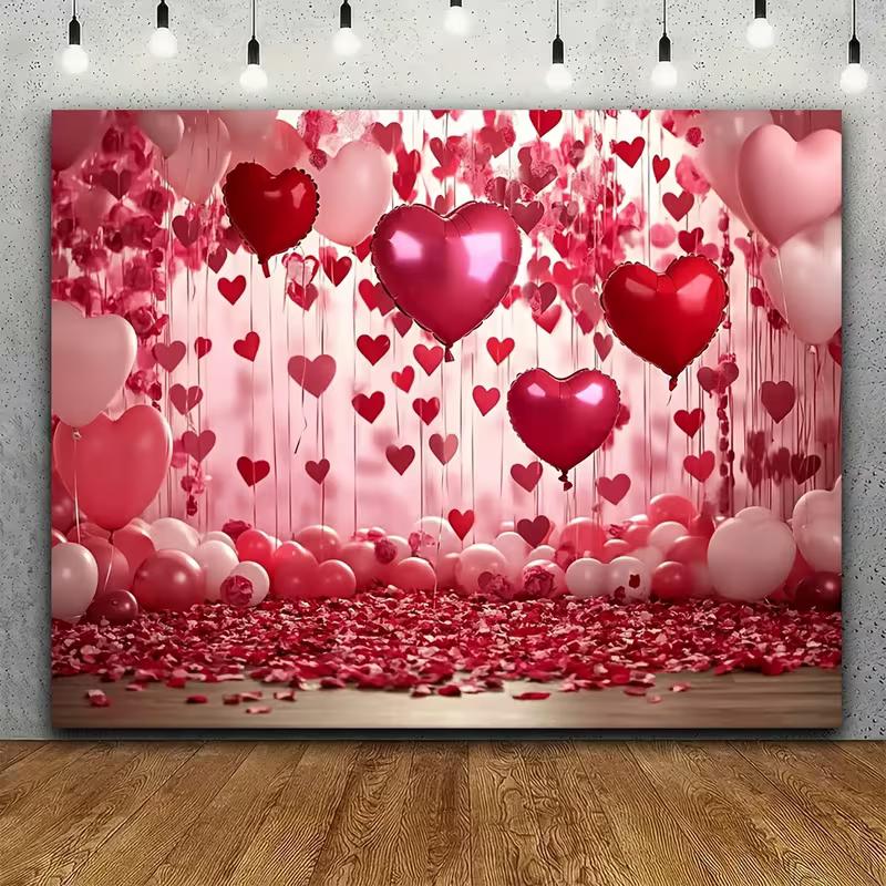 2D Flat Printing Valentine's Day Heart Balloon Wall Backdrop