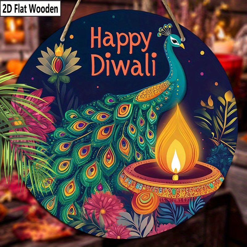 2D flat hanging decorative signs, interior wall or door decoration, Diwali peacock pattern decoration, interesting gifts for family and friends