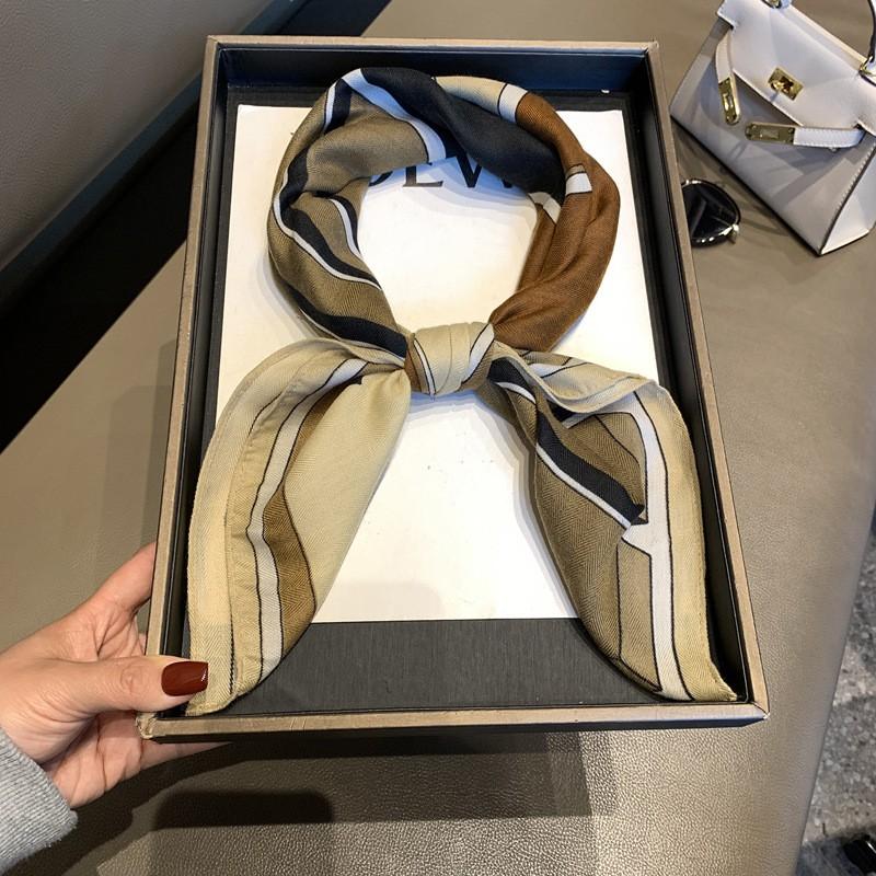 70x70cm Cotton Square Scarf Women Lightweight Neck Wrap Versatile Fashion Accessory In Olive Coffee
