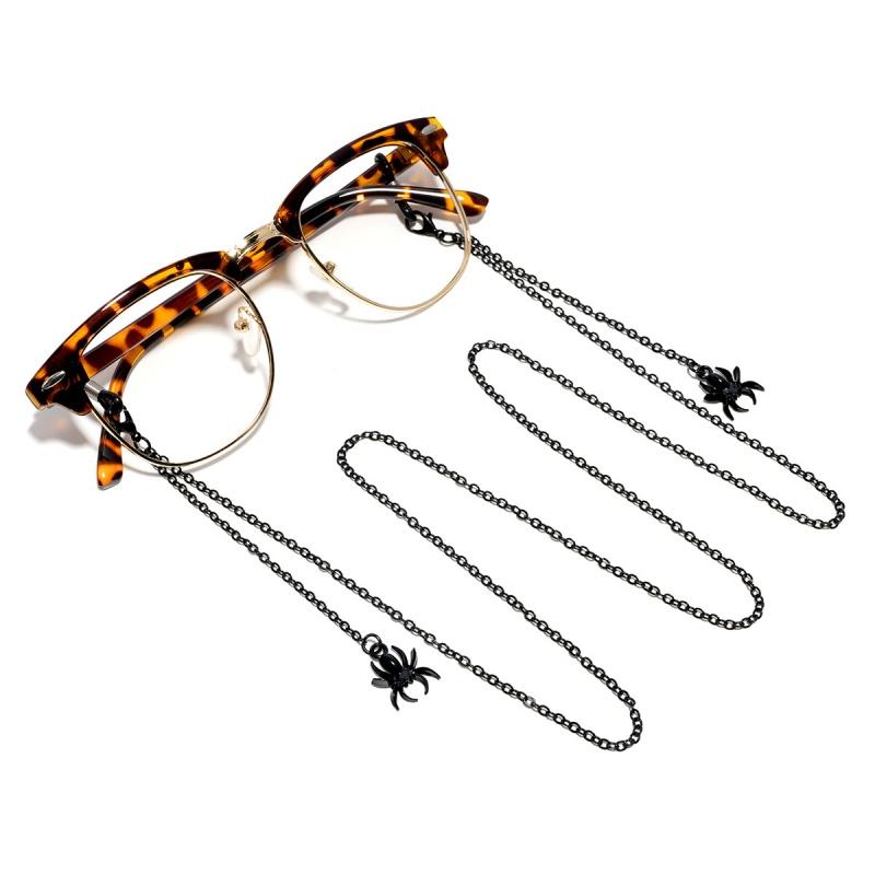 Punk Black Spider Glasses Chain for Men Women Fashion Glasses Holder Sunglasses Spectacles Metal Chain Holder Neck Strap Rope