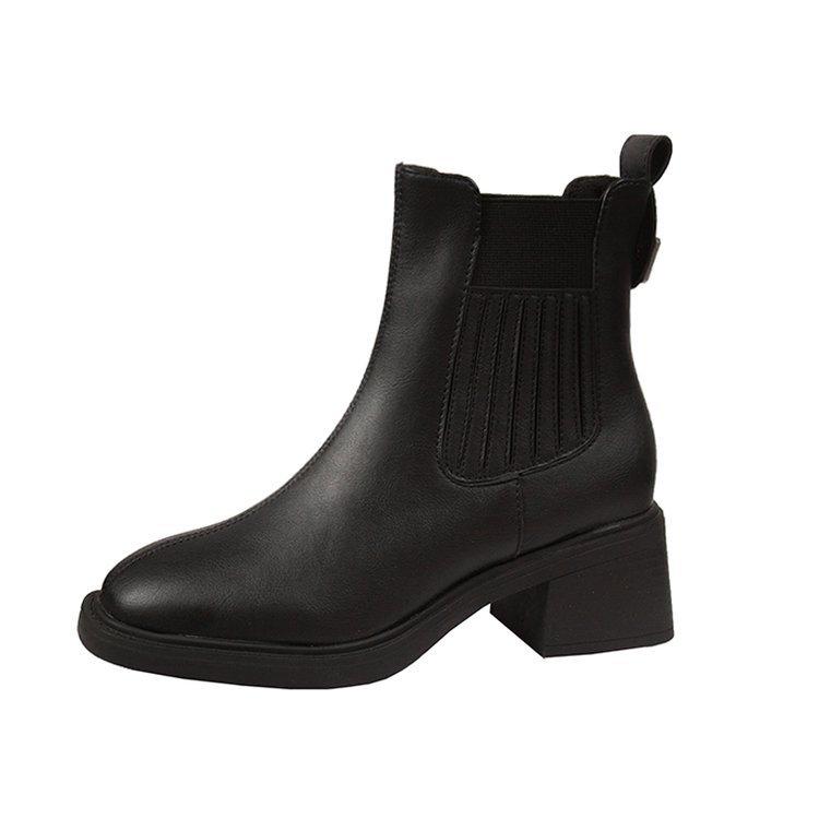 

Coarse-heeled short boots women s 2025 autumn and winter new comfortable versatile and thin elastic boots square French ankle boots high-heeled boots 35