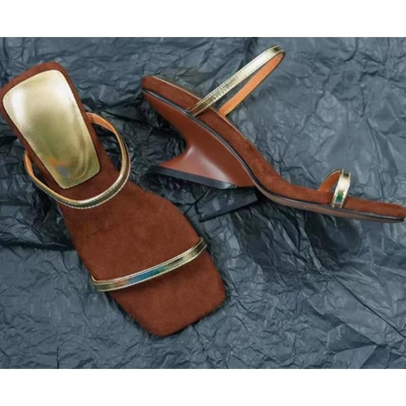 Modă Stil Nou Designer Vară Bandă Îngustă Toc Femei Papuci Pantofi Modă Pantofi cu Degete Deschise Stil Design Sandale Pantofi pentru Petrecere Banchet