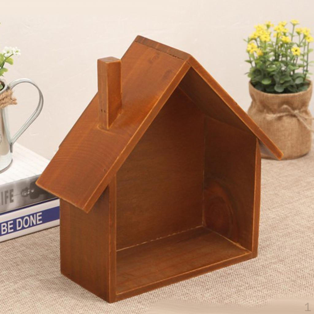

Decorative Wooden House Wall Hanging Rack Shelving Holder Storage Organizer кофейный