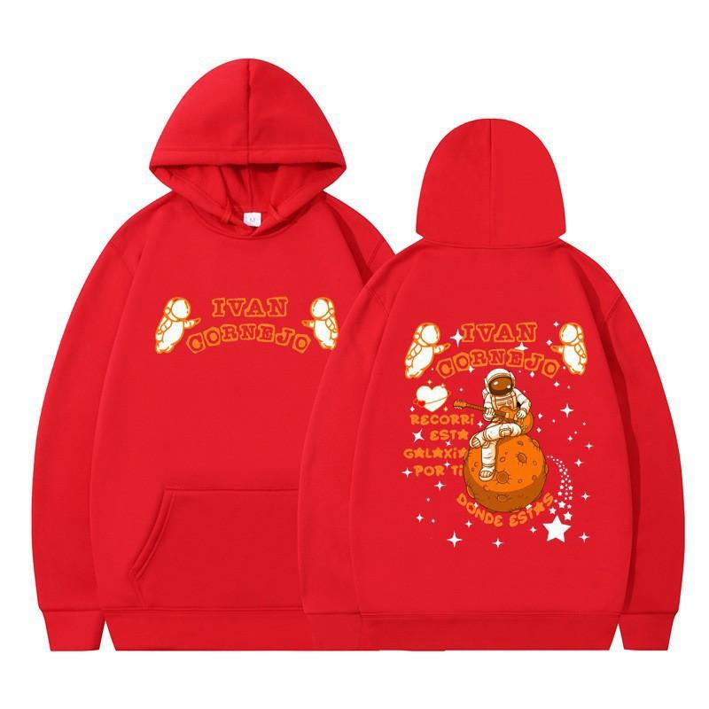 Unisex Hooded Sweatshirt With Astronaut Print Loose Fit Casual Sportswear Men Women Teens