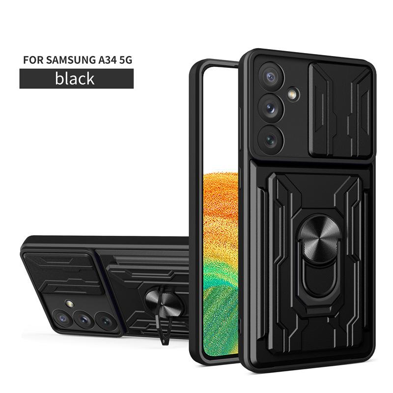 

Suitable for Samsung A54 Multi Functional Ring Magnetic Suction Phone Case Samsung S23 Ultra Sharp Armor Push Window Bracket To Prevent Falling Samsung Note 20 Ultra