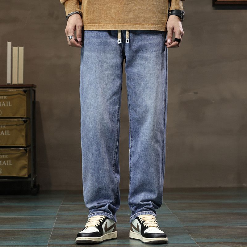 Foreign Trade Surplus American-Style Casual Jeans for Men, Autumn Straight Loose High Street Trendy Wide-Leg Floor-Length Pants