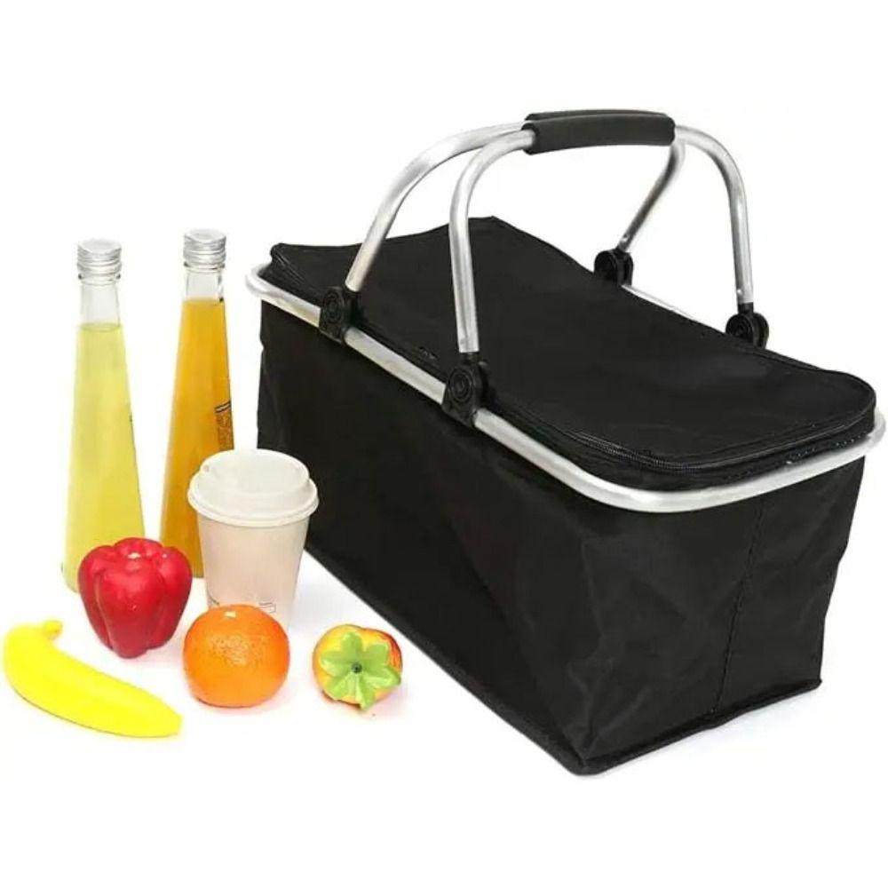 Foldable Picnic Food Bag Large Capacity Insulation Storage Basket Insulated Cooler Bag  Car