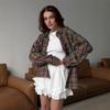 2024 Women's Retro Plaid Shirt: Autumn/Winter Oversized Mid-Length Outerwear, American Style Streetwear