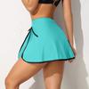 CHARMLEAKS Women High Waist Drawstring Color Block Swim Skirt with Pockets Tankini Bikini Bottom Beach Wear