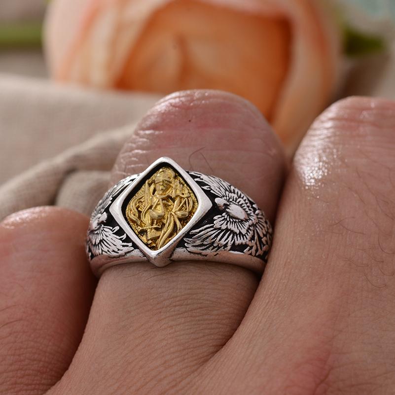 Bohemia Style Goddess Of Justice Justitia Vintage Thai Silver Unisex Ring Jewelry For Women Men Gifts No Fade