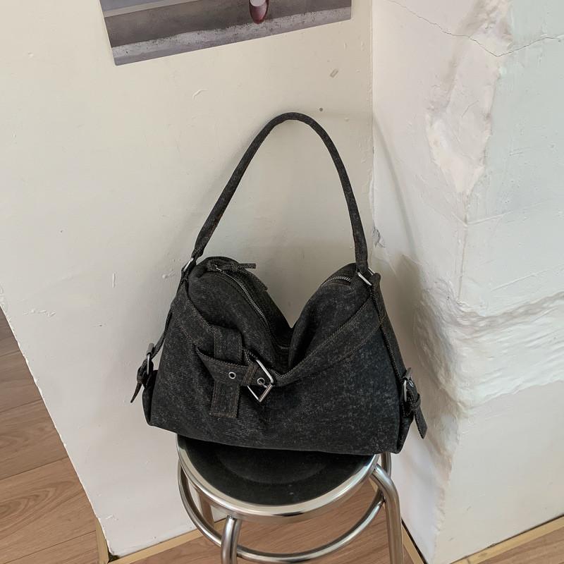 IELGY Denim Bag Summer Fashion All-Match One-Shoulder Large-Capacity Commuter Tote Bag