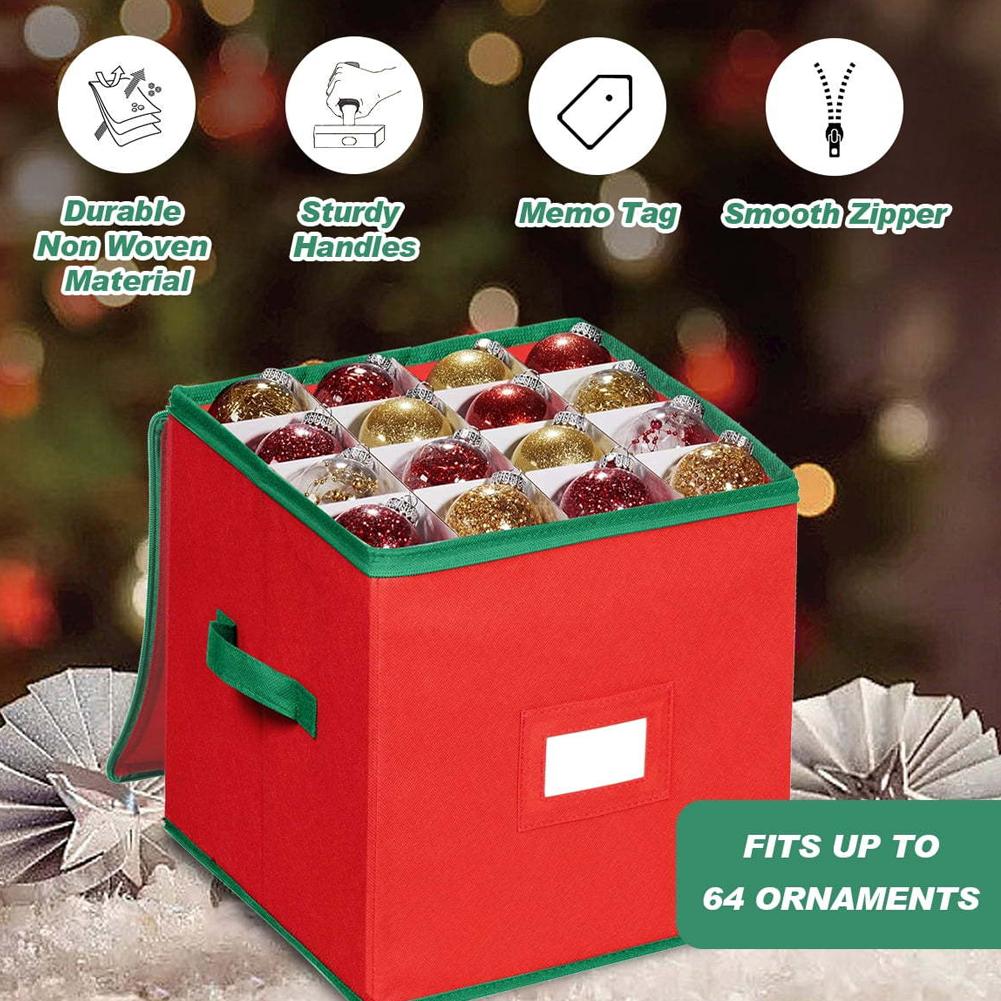 Xmas Storage Box with Adjustable Dividers Christmas Ornament Storage Box Christmas Storage Containers Fits 64 Holiday Ornaments