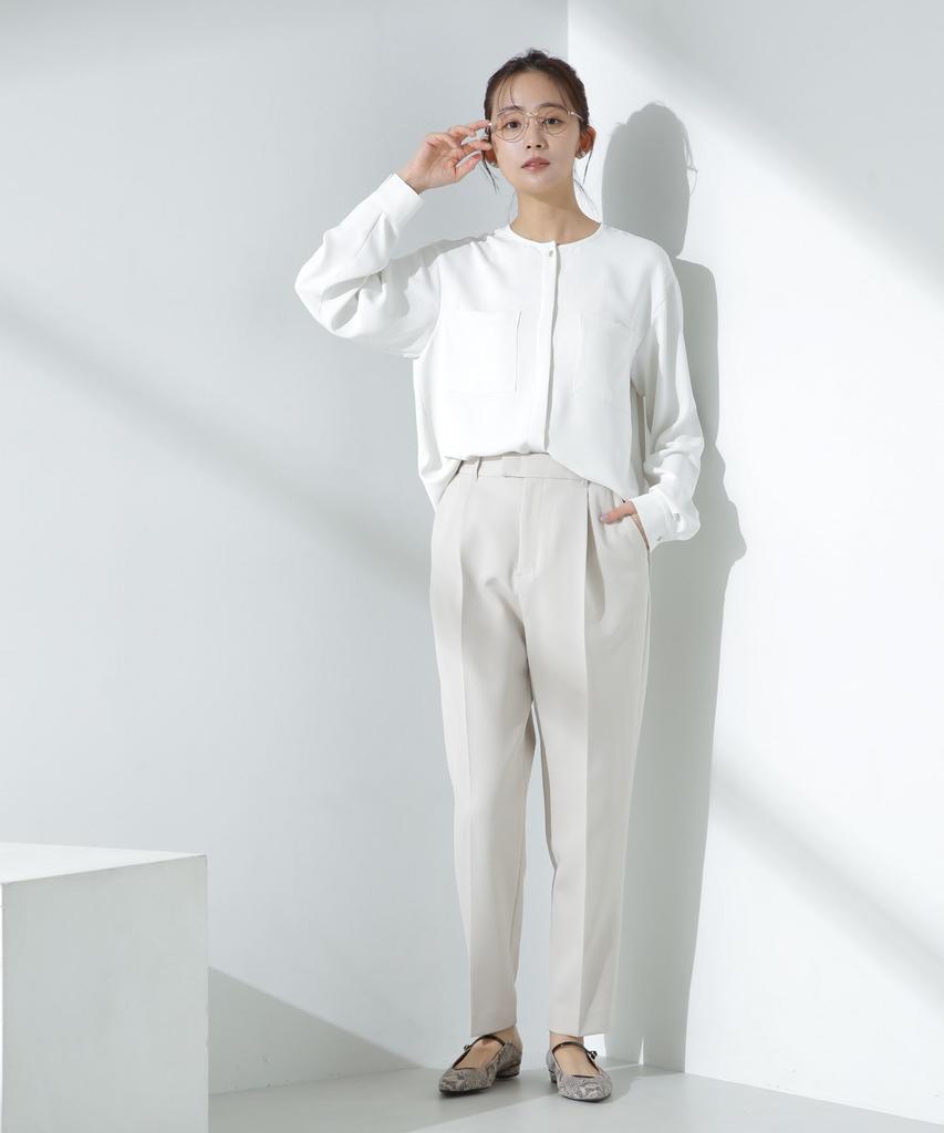 Nano Universe Double Pocket Size Women's Blouse, S, 031, Off-White, 669-5120303