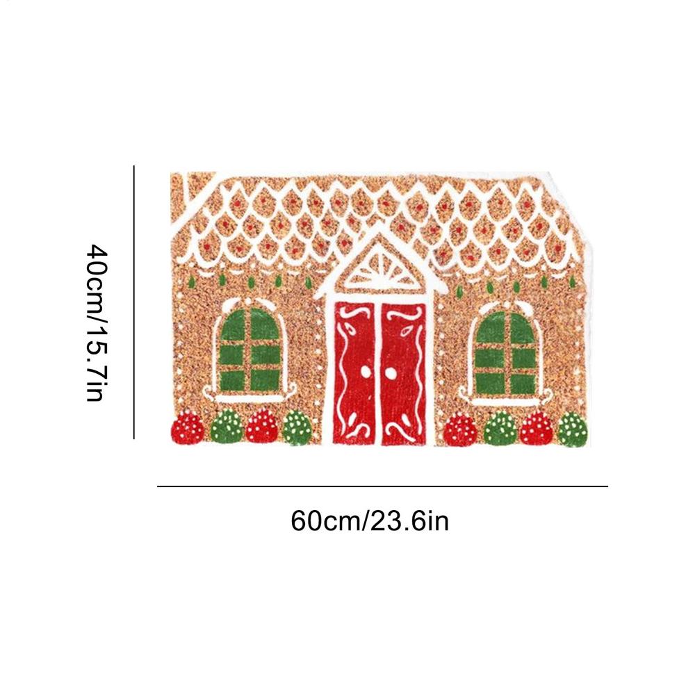 Christmas Mat Gingerbread House Door Mat Soft Non-Slip Area Rug for Winter Holiday Indoor Bathroom Kitchen Shower Floor Living