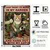 Metal Poster Wall Art Vintage Home Decor Funny Cat Gift Gardener